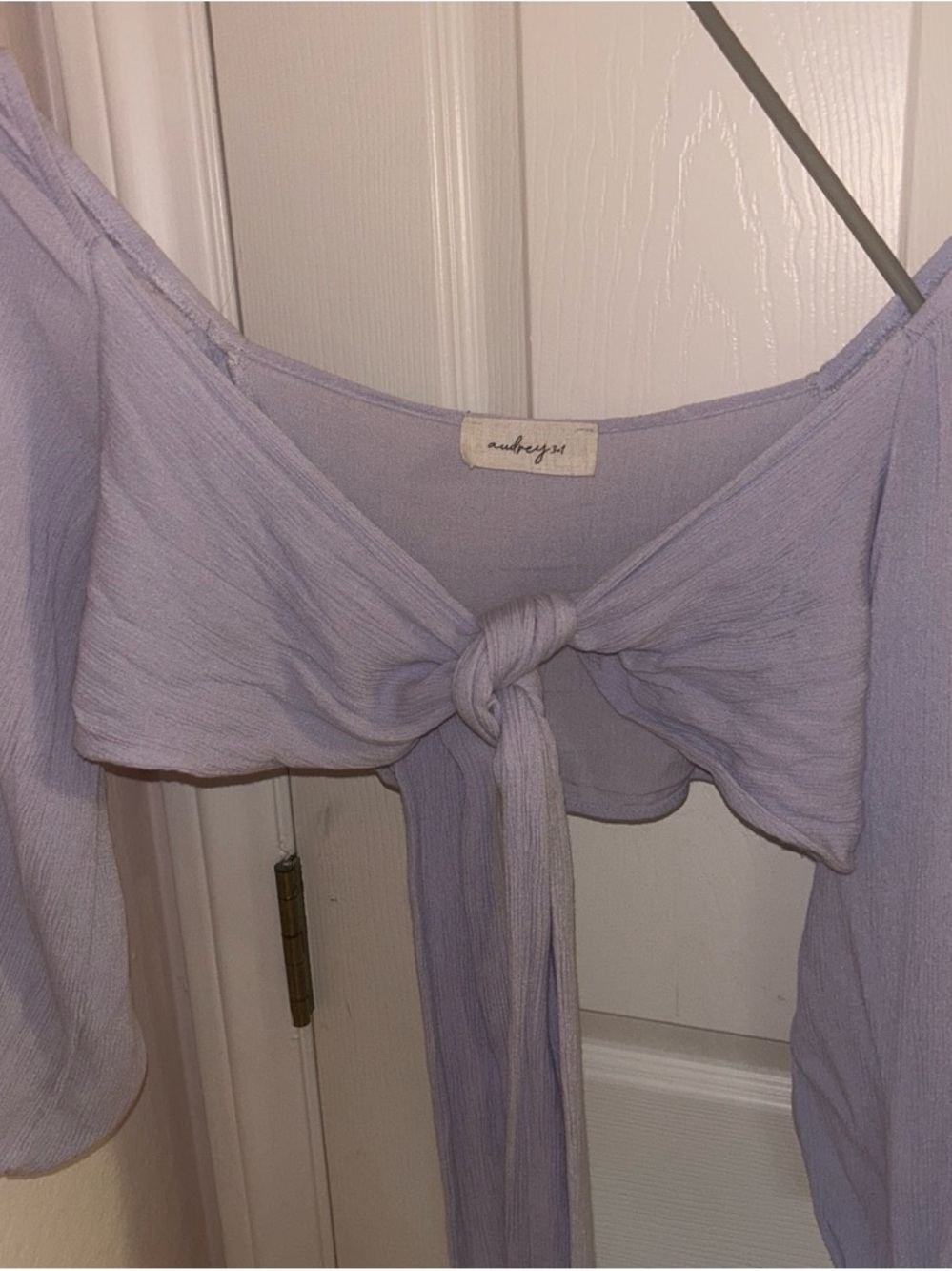 Audrey 3+1 Lilac Tie-Front Cropped Blouse
